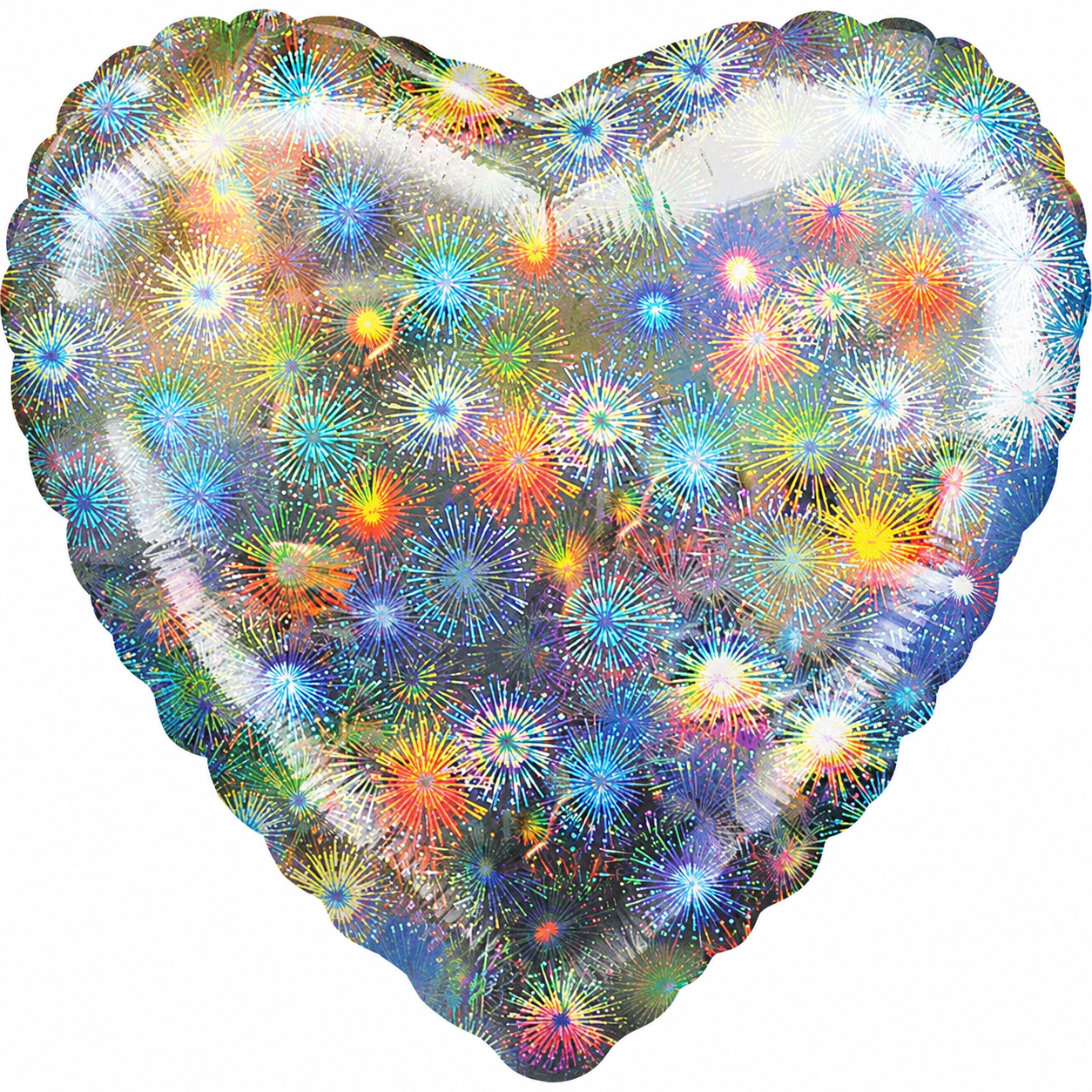 Holographic Fireworks Heart 32in