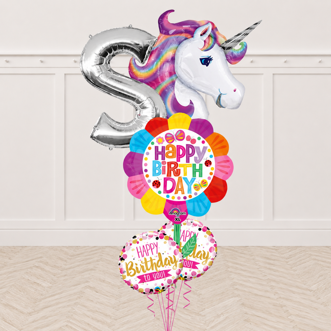 Pastel Unicorn any Letter Birthday