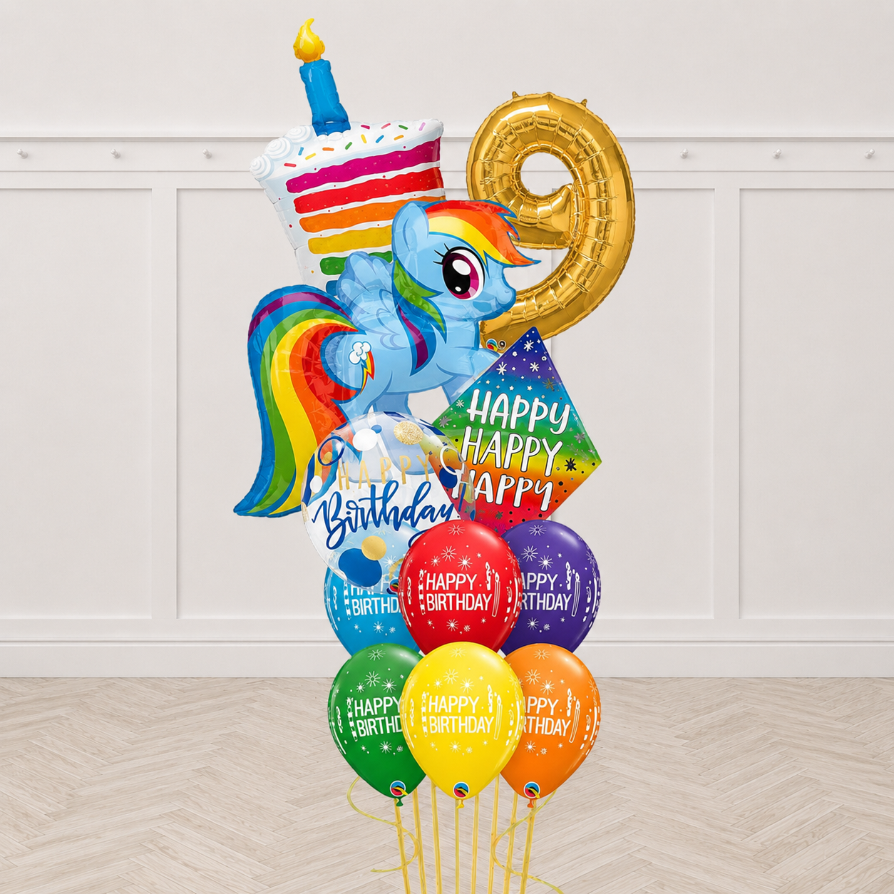 Any Number My Lil' Pony Rainbow Dash Colorful Birthday Big Balloon Bouquet