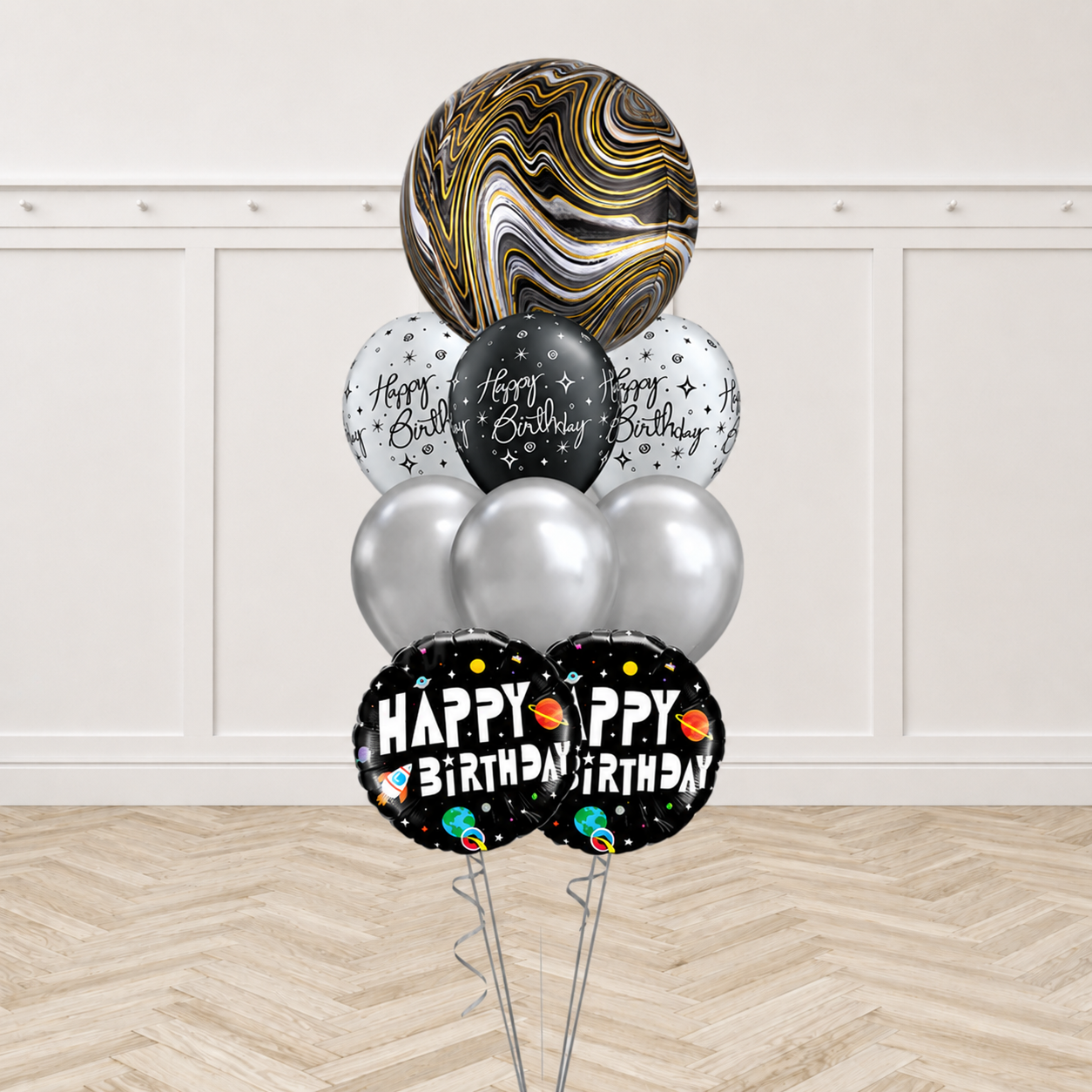 Planet and Astronaut Birthday Sparkle Balloon Bouquet