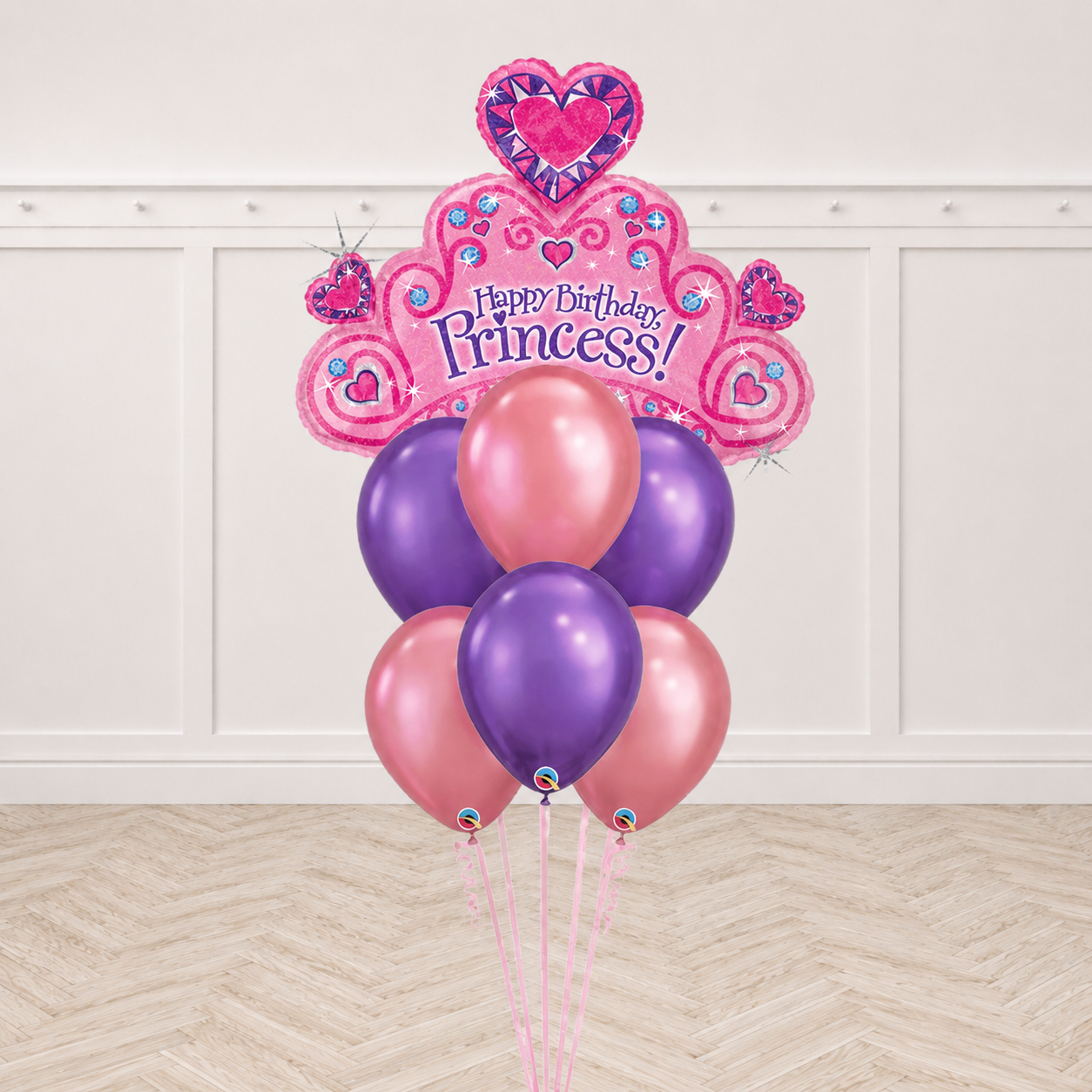Princess Birthday Chrome balloon Bouquet With Weight
