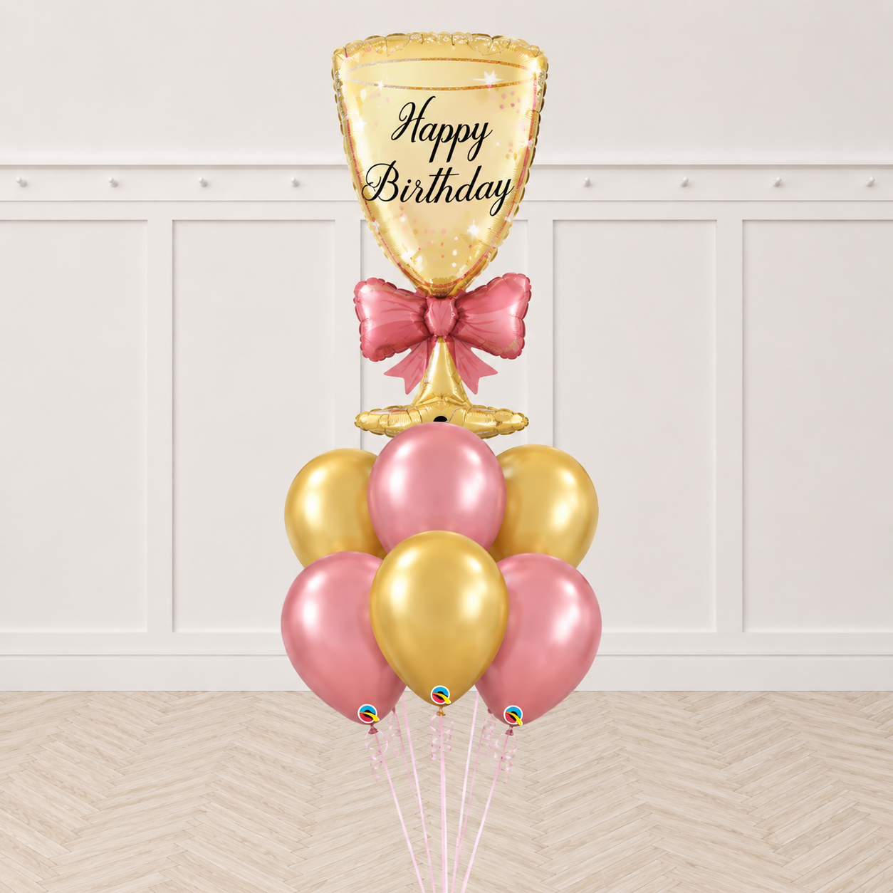 HB Glass W Ribbon  Chrome Latex Balloon bouquet With Weight