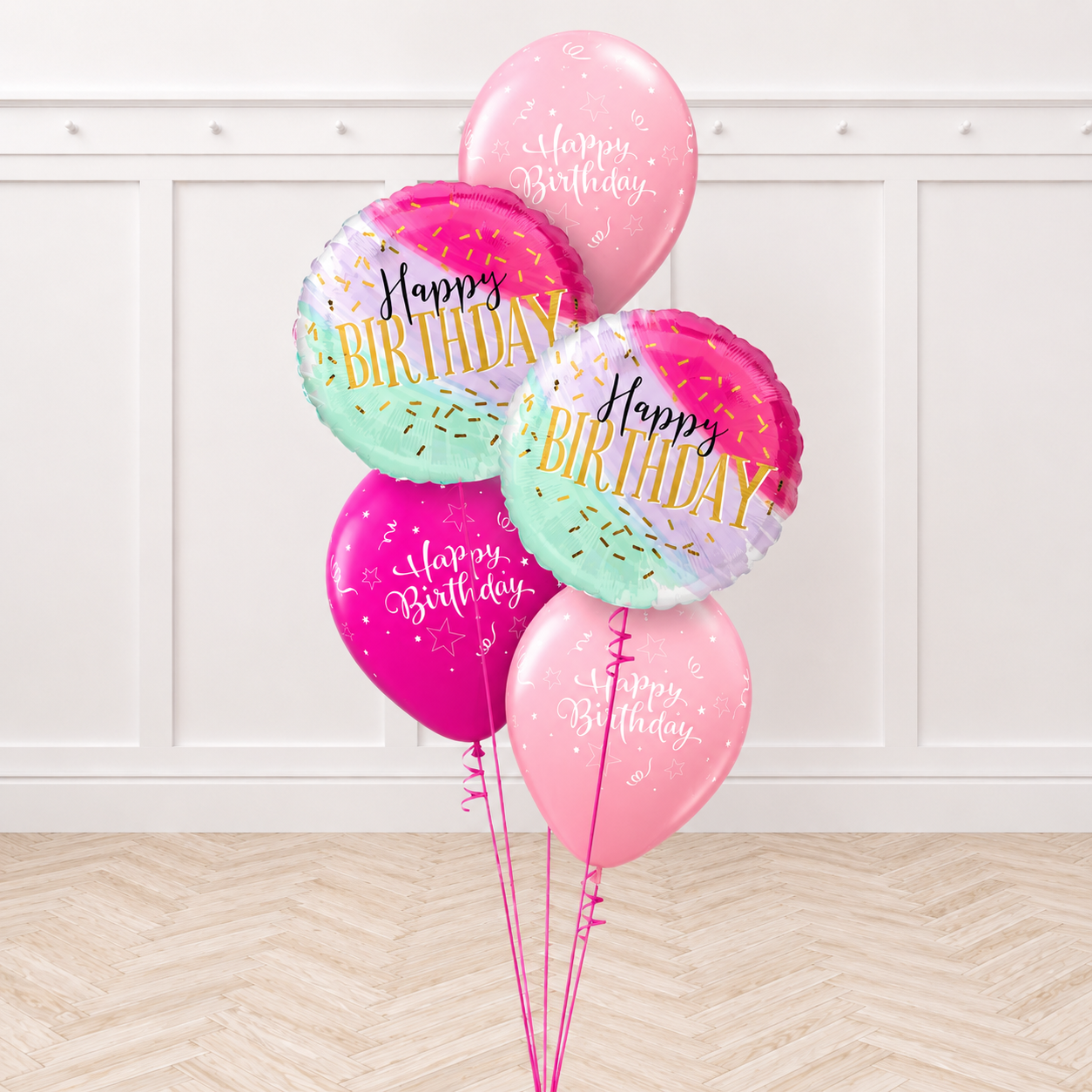 Water Color Birthday Balloons Bouquet