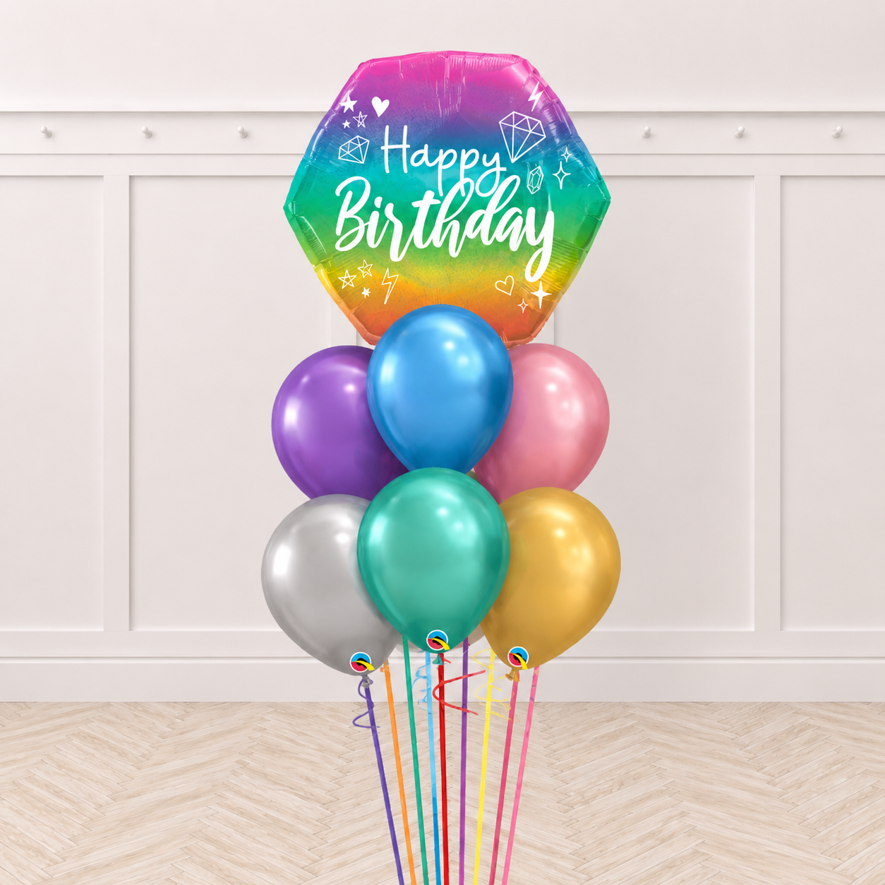 Sparkle Birthday Chrome Balloon Bouquet
