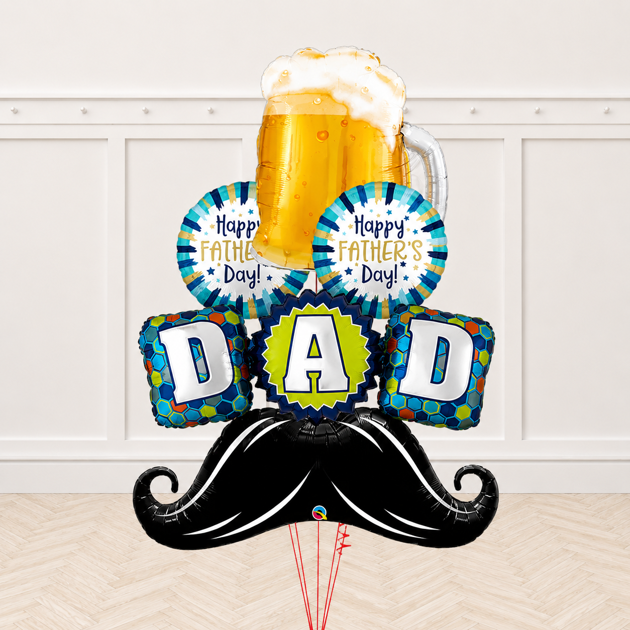 D-A-D Cheer's Happy Father's Day Mustache Balloon Bouquet