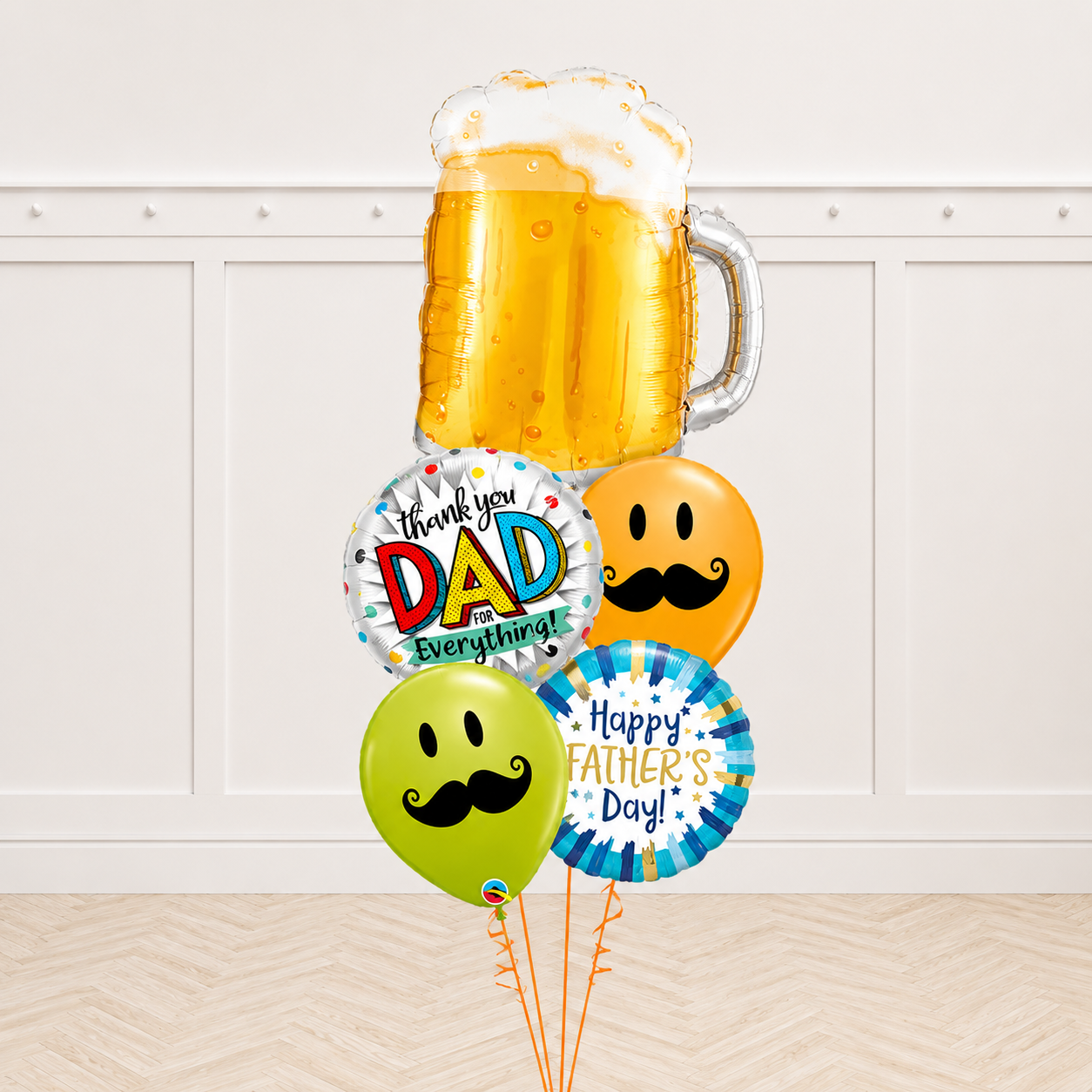 Cheers Happy Father's Day Thank You Dad Smiley Mustache Bouquet