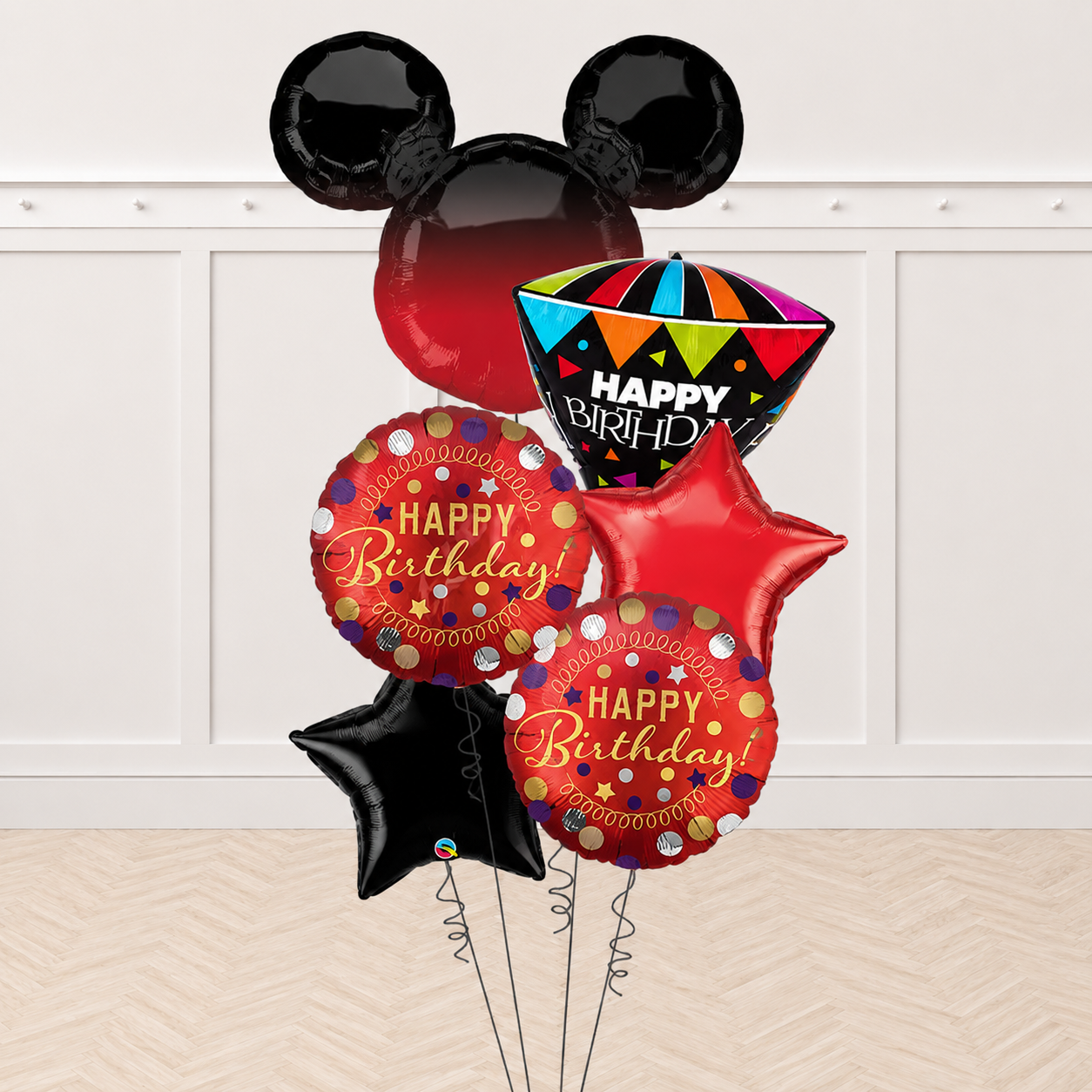 Mickey Mouse Forever Ombre Satin Birthday Balloon Bouquet