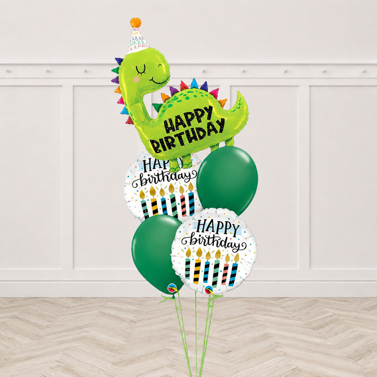 Dino Birthday, Candle happy Birthday Balloon Bouquet With weight