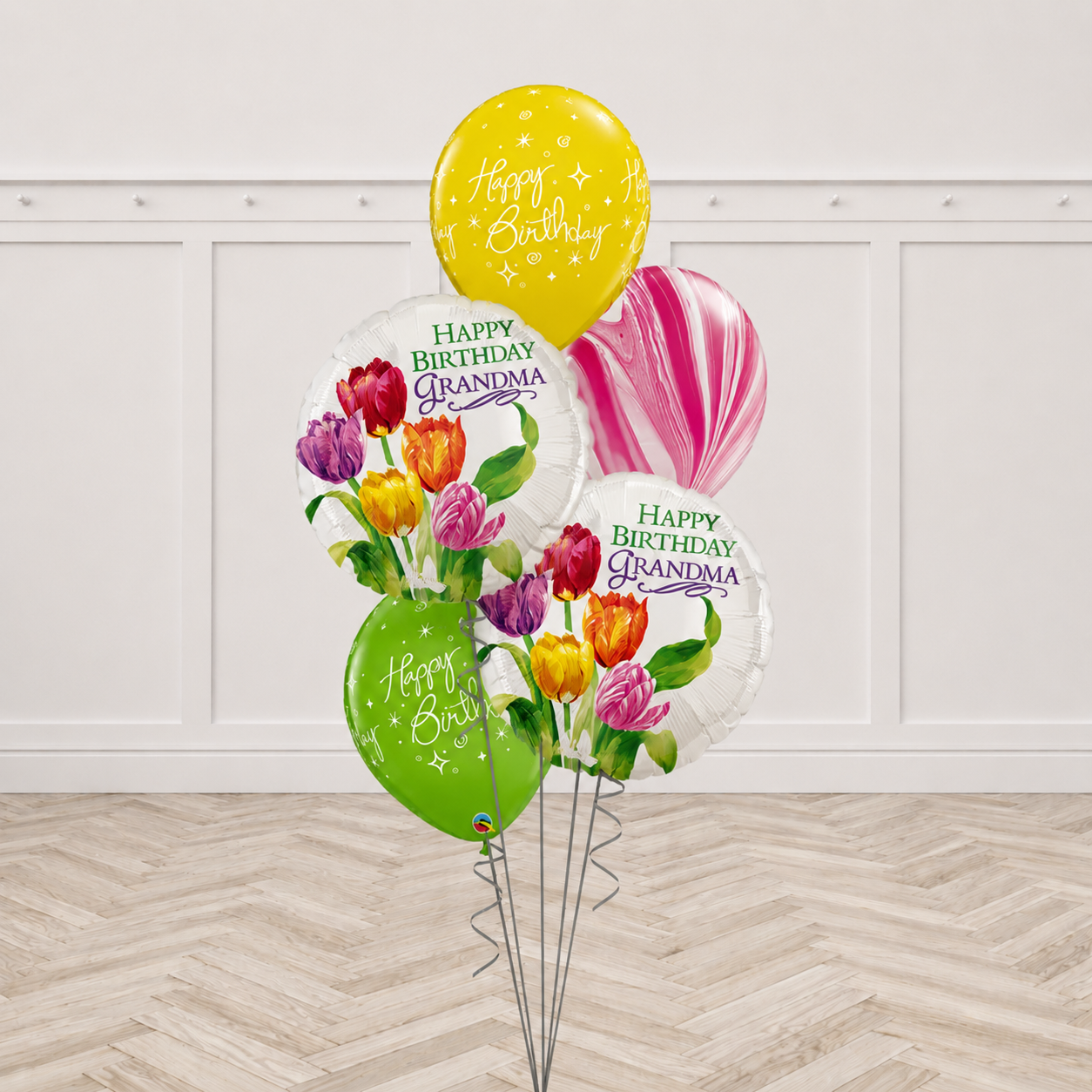 Happy Birthday Grandma Sparkling Agate Balloon Bouquet