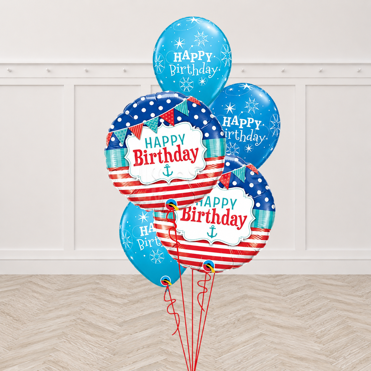 Nautical Sparkle Birthday Balloon Bouquet With Weight
