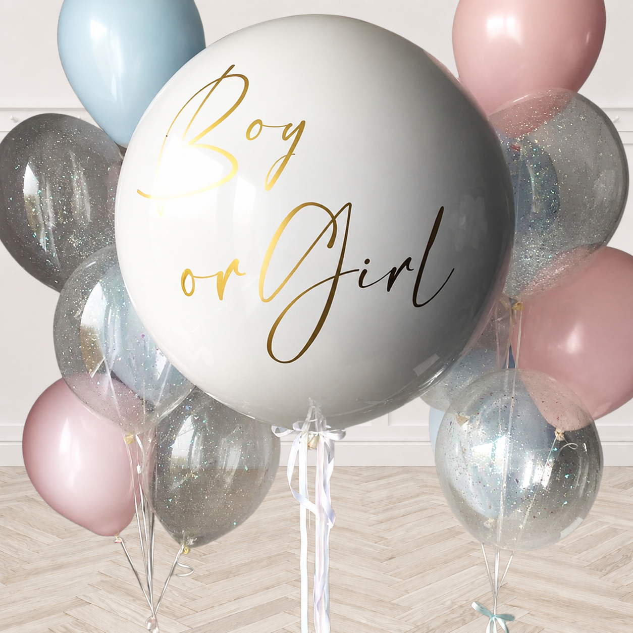 Classy Gender Reveal Pastel and Confetti Balloon Set