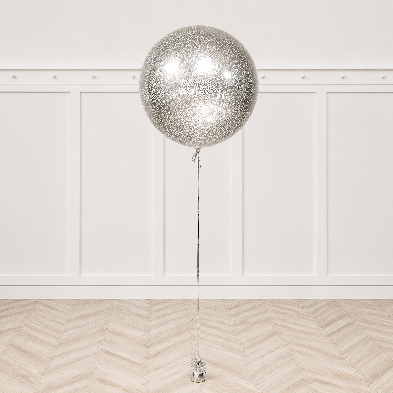 30inches SILVER Glittery Confetti Balloon with Foil Fringes