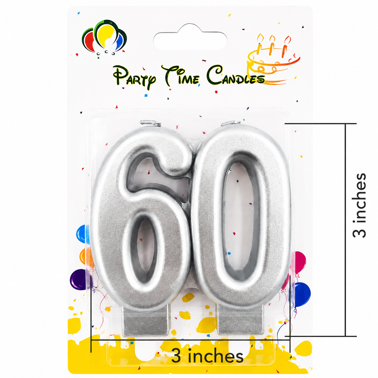 Number 60 Candle SILVER