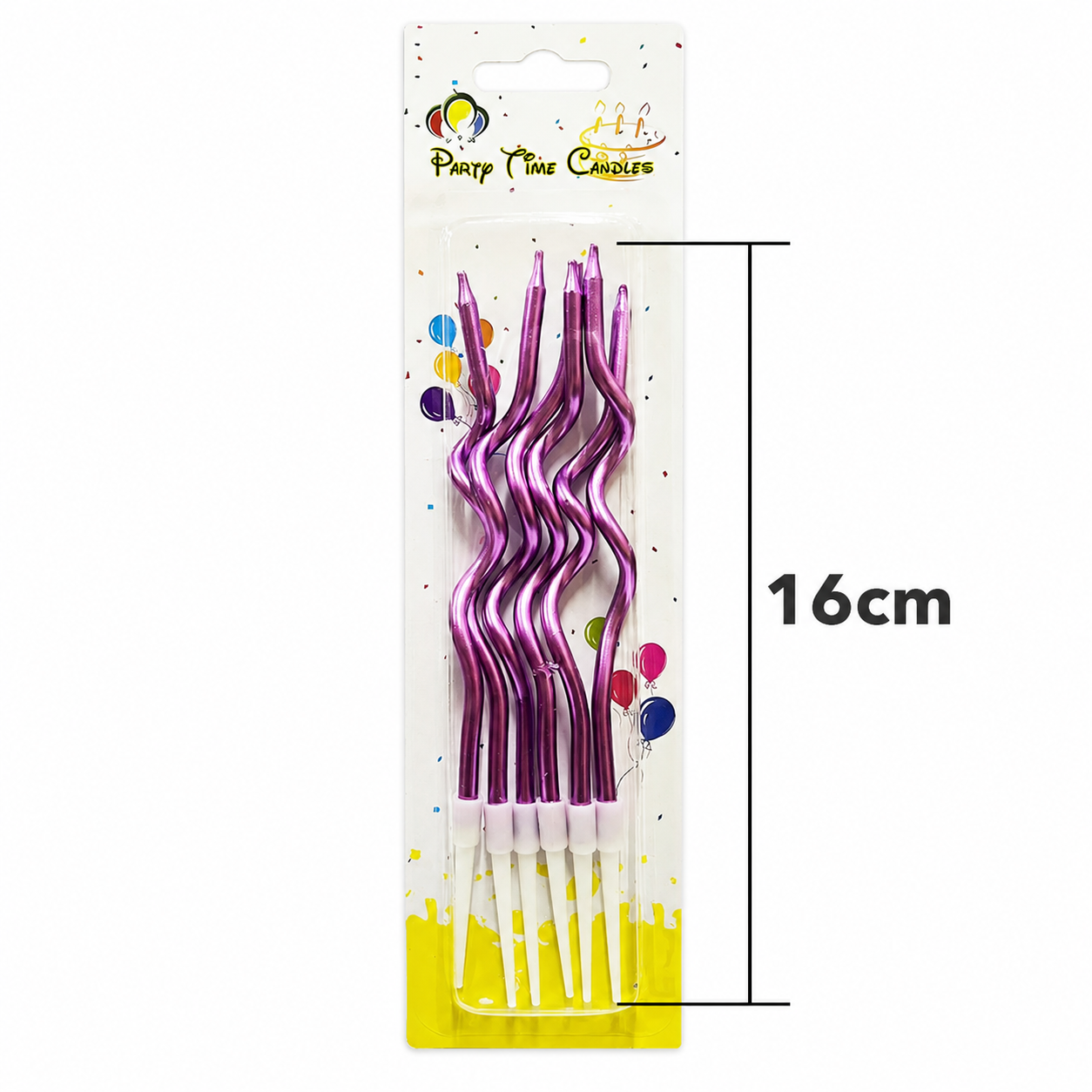 Metallic Curly Spiral Birthday Candles Magenta - 6pcs