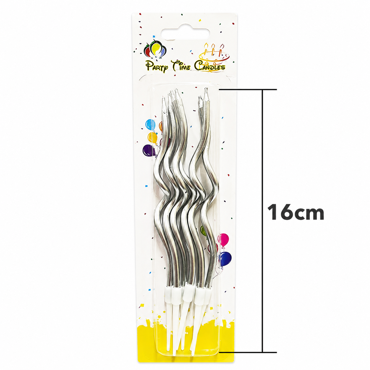 Metallic Curly Spiral Birthday Candles Silver - 6pcs
