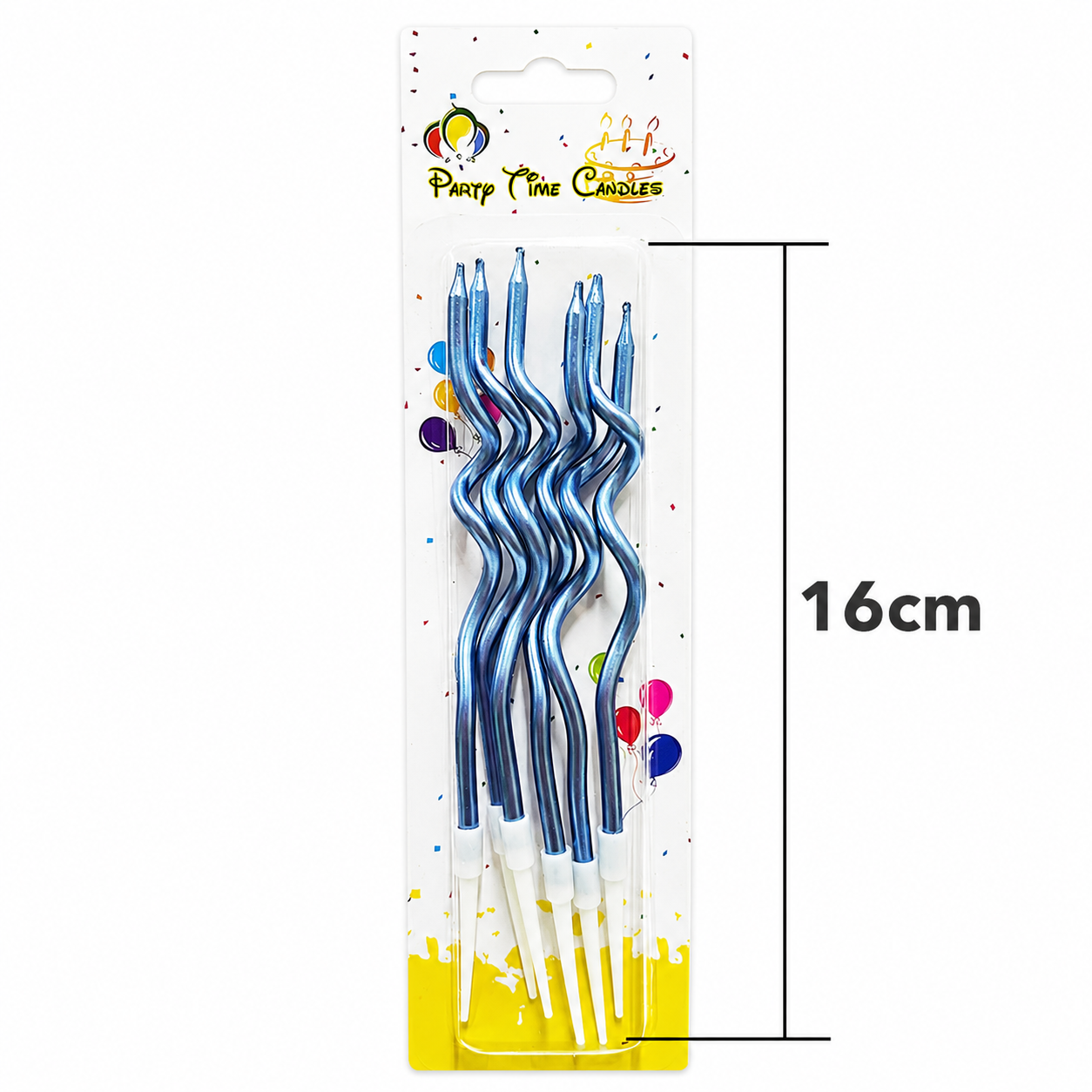 Metallic Curly Spiral Birthday Candles Blue -6pcs