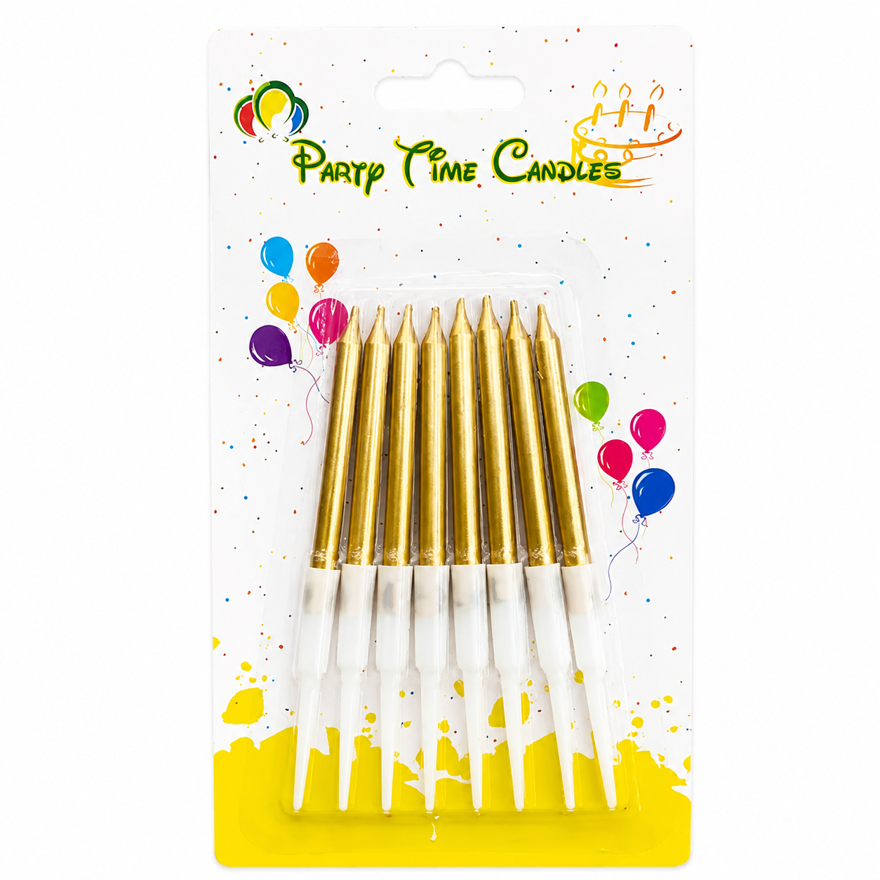 Small Metallic Birthday Candle Gold - 8pcs