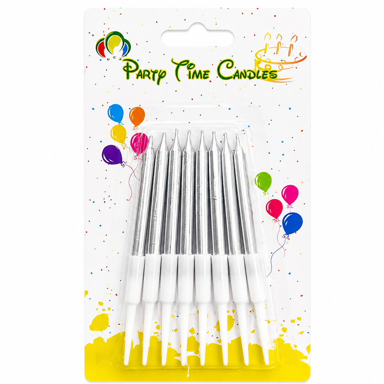 Small Metallic Birthday Candle Silver- 8pcs