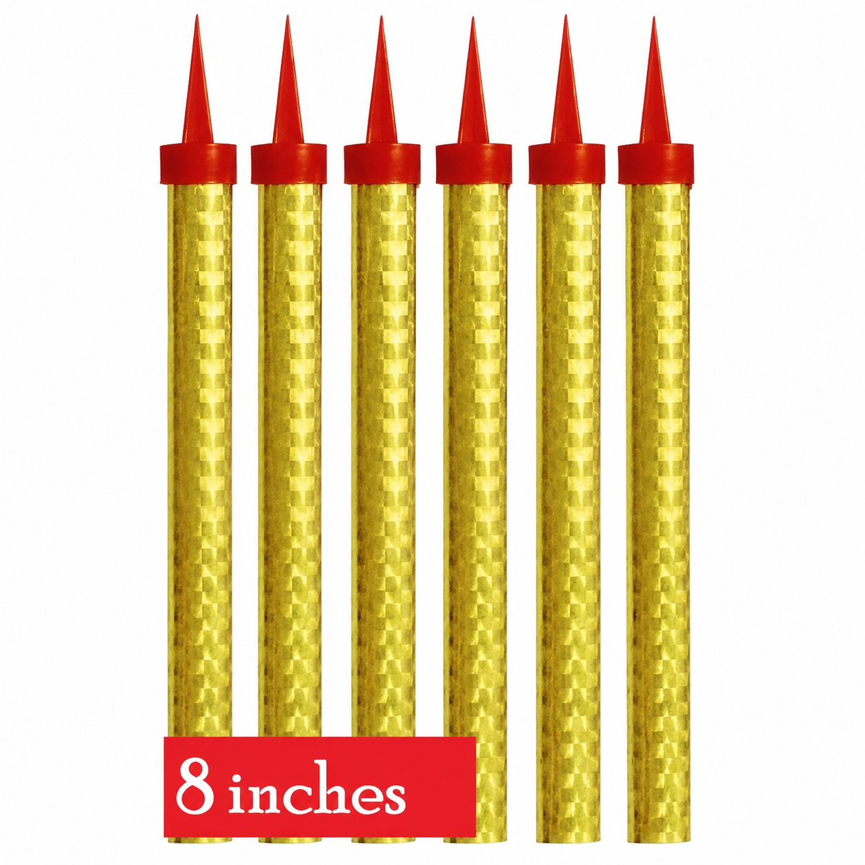 8 inches Sparkling Candles GOLD - Pack Of 6