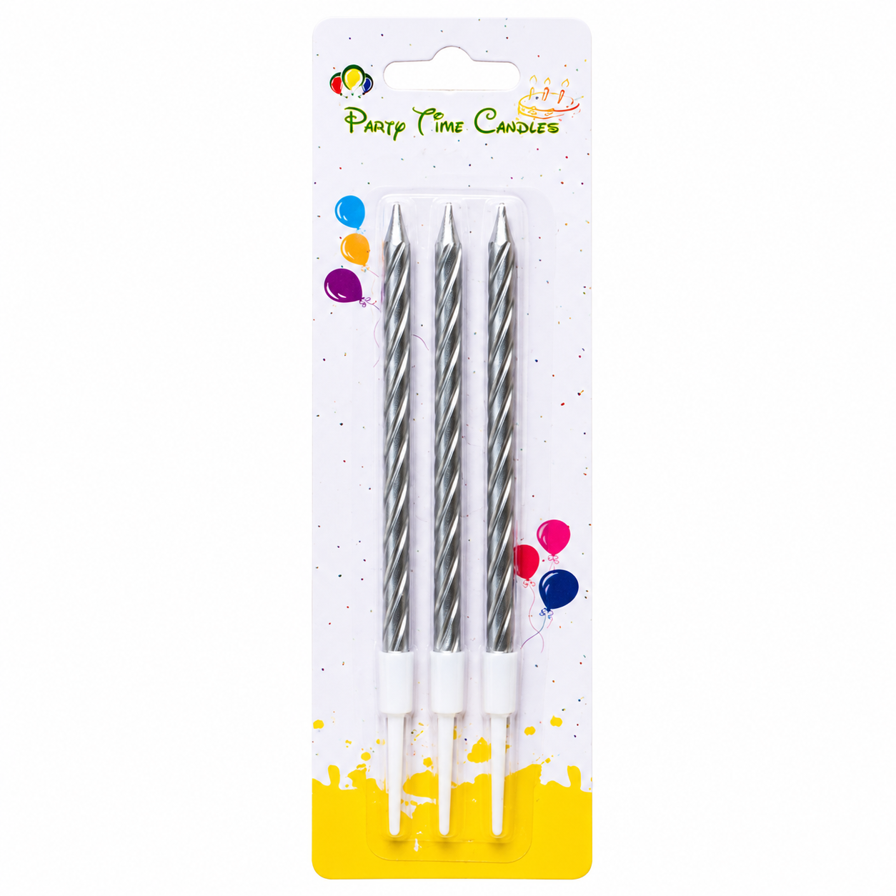 Silver  Single  Party Candles - 3pc