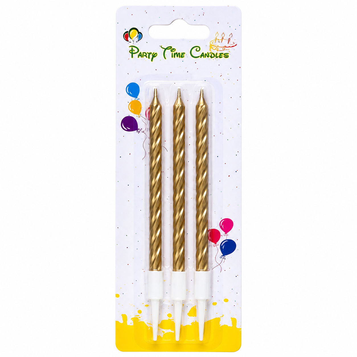 Golden Single Party Candles - 3pcs