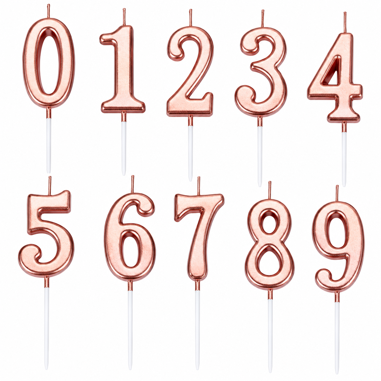 RoseGold Number Party Candles - PLEASE SELECT NUMBER