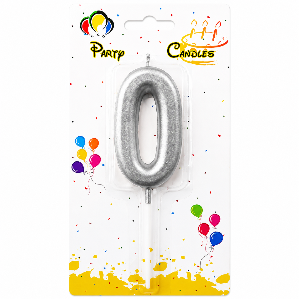 Silver Number Party Candles  - PLEASE SELECT NUMBER