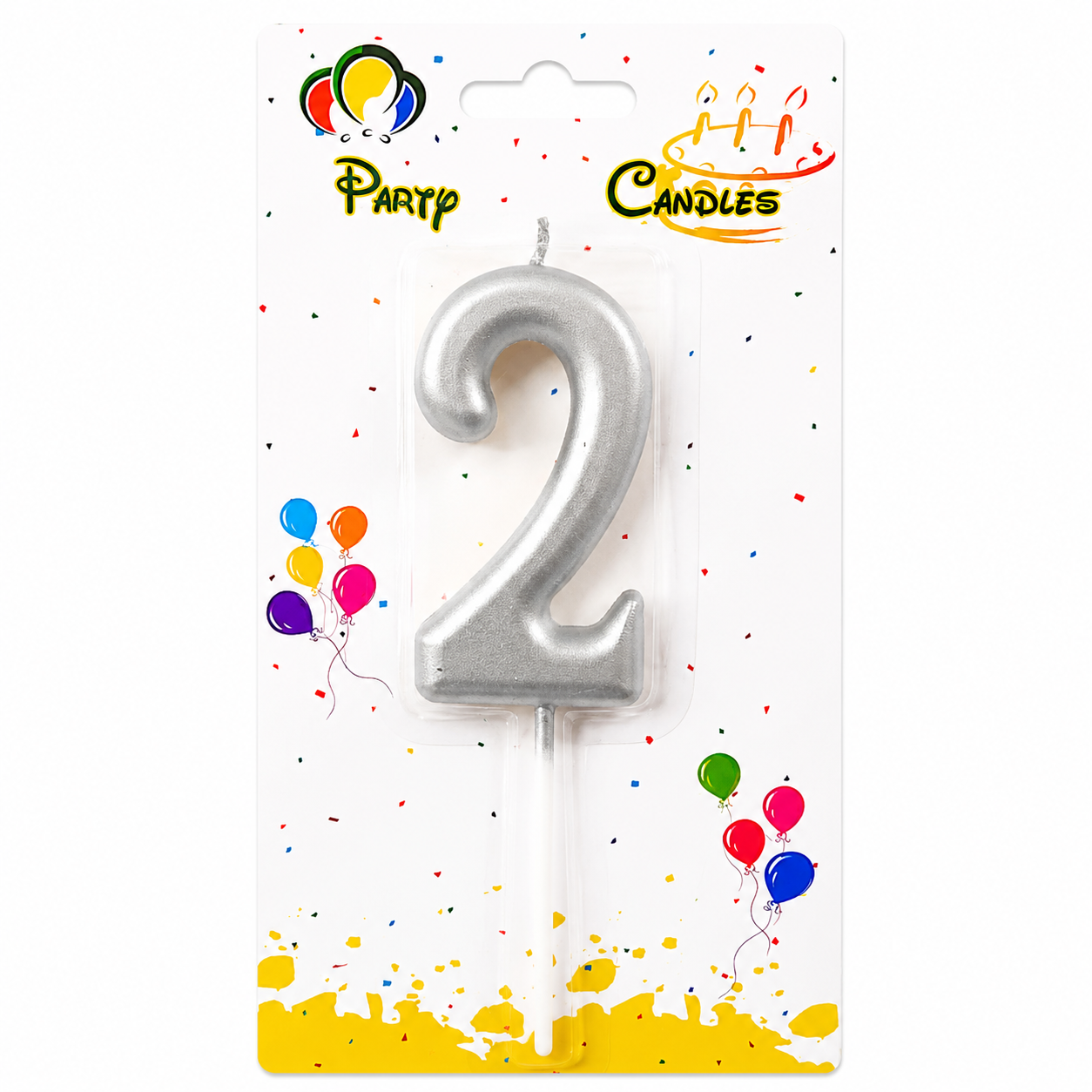 Silver Number Party Candles  - PLEASE SELECT NUMBER