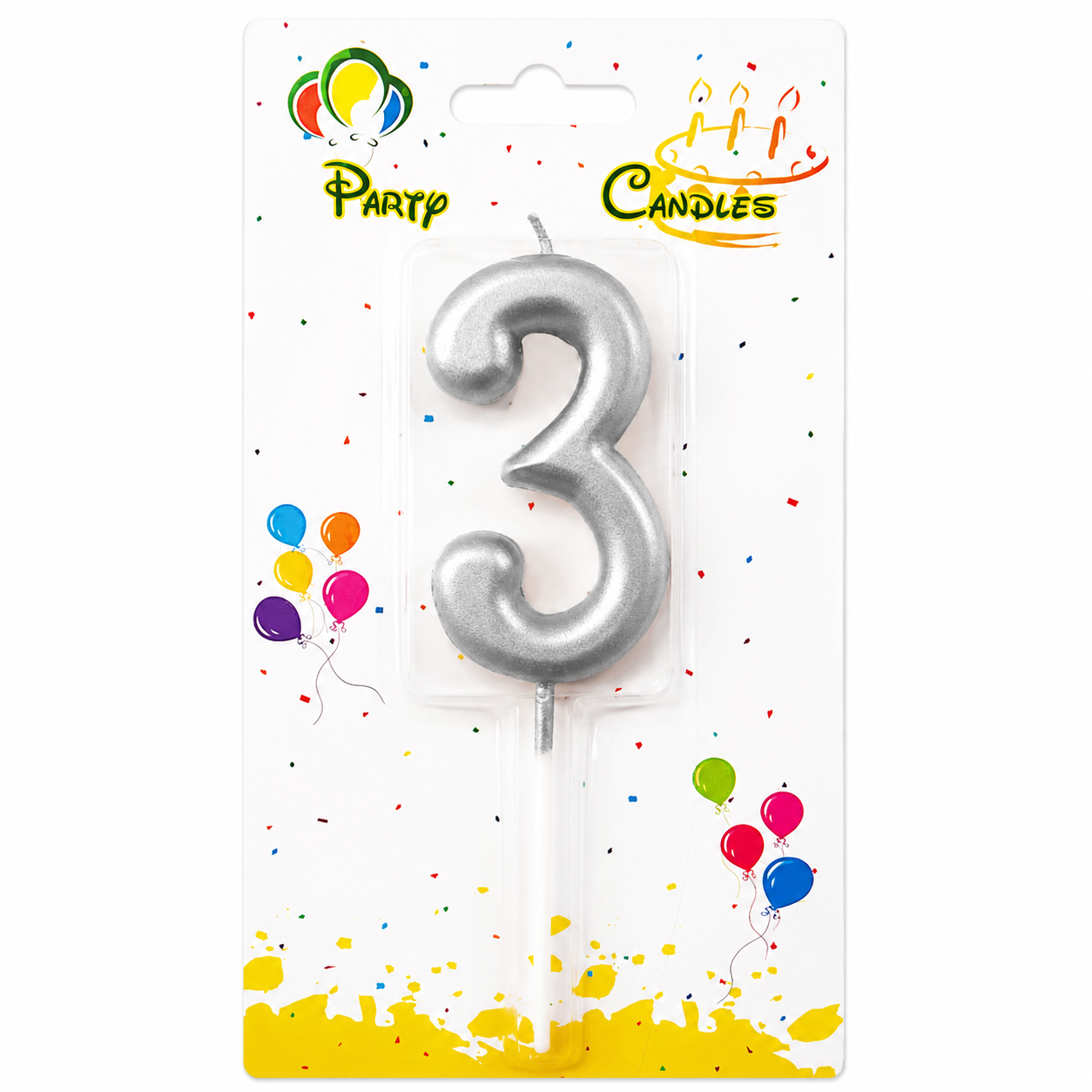 Silver Number Party Candles  - PLEASE SELECT NUMBER