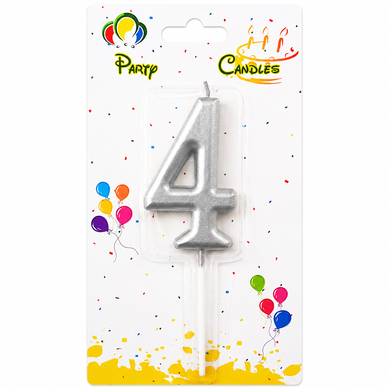 Silver Number Party Candles  - PLEASE SELECT NUMBER