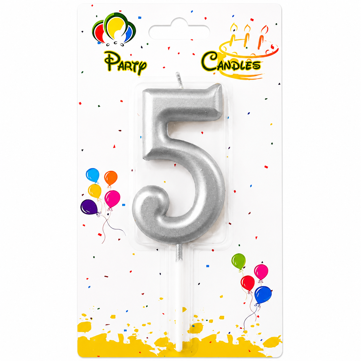 Silver Number Party Candles  - PLEASE SELECT NUMBER