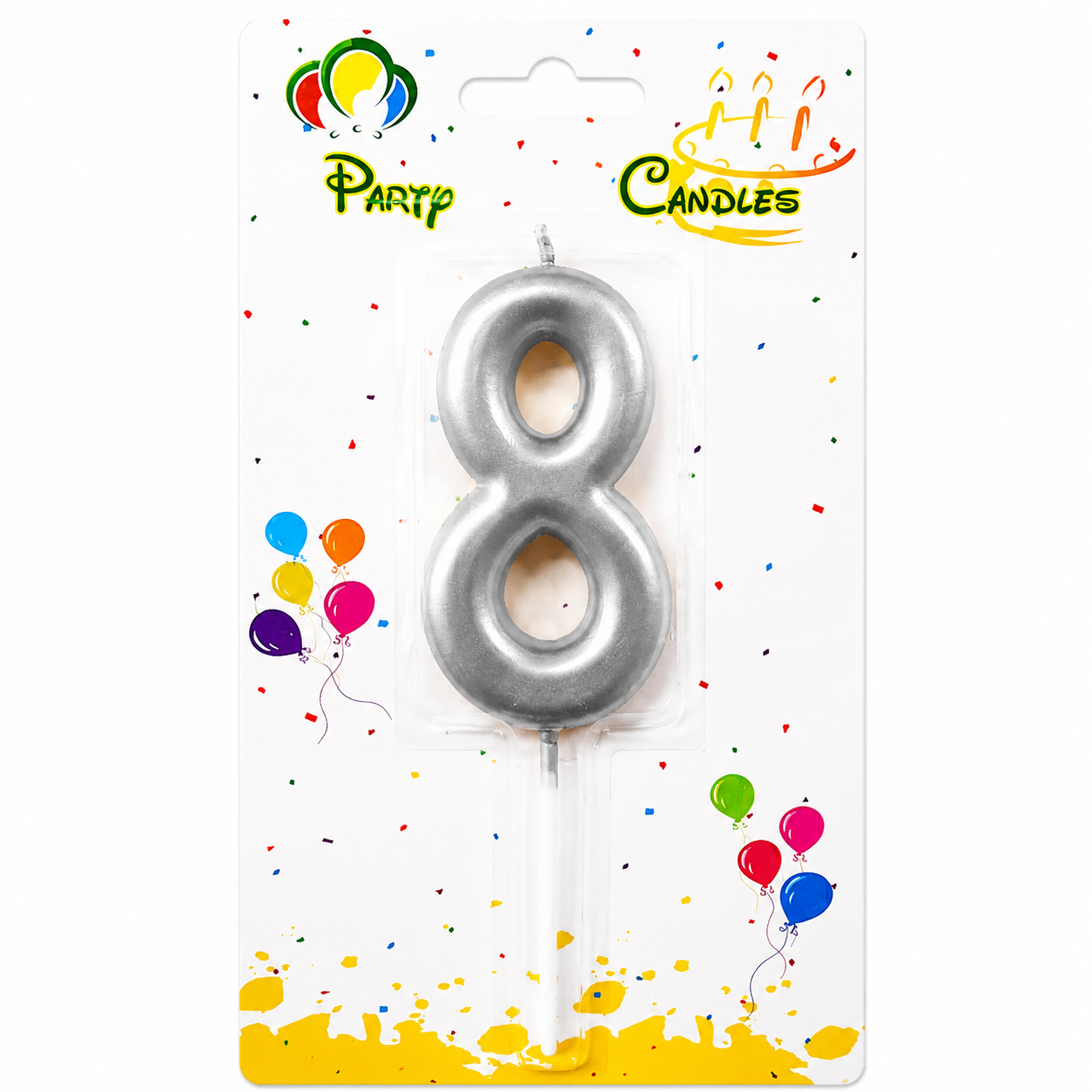 Silver Number Party Candles  - PLEASE SELECT NUMBER
