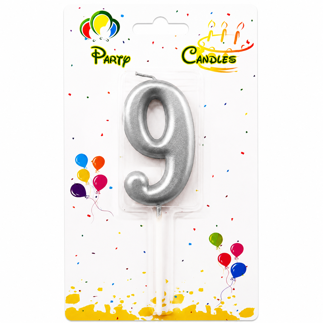 Silver Number Party Candles  - PLEASE SELECT NUMBER