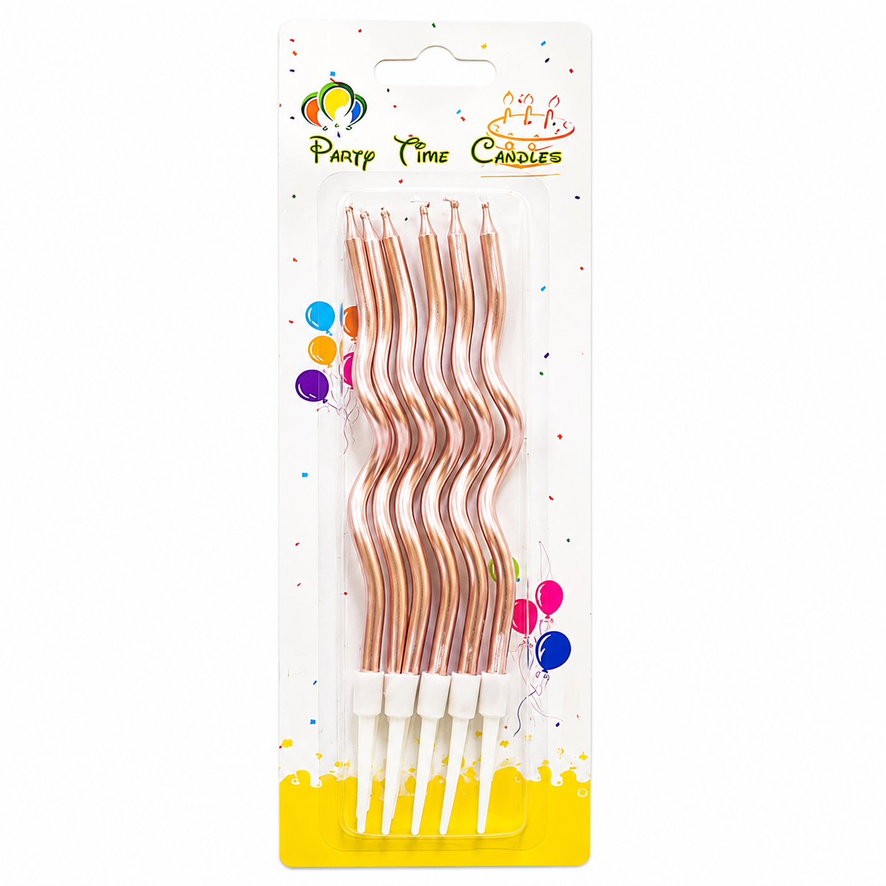 Metallic Curly Spiral Birthday Candles - Rose Gold - 6pcs