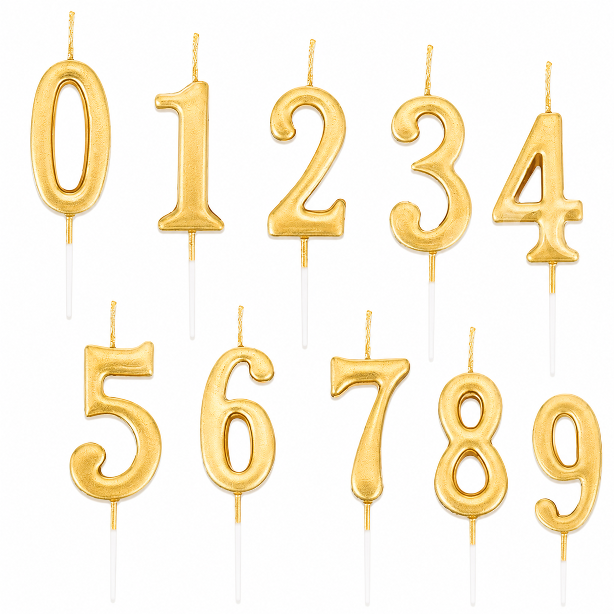 Golden Number Party Candles - PLEASE SELECT NUMBER