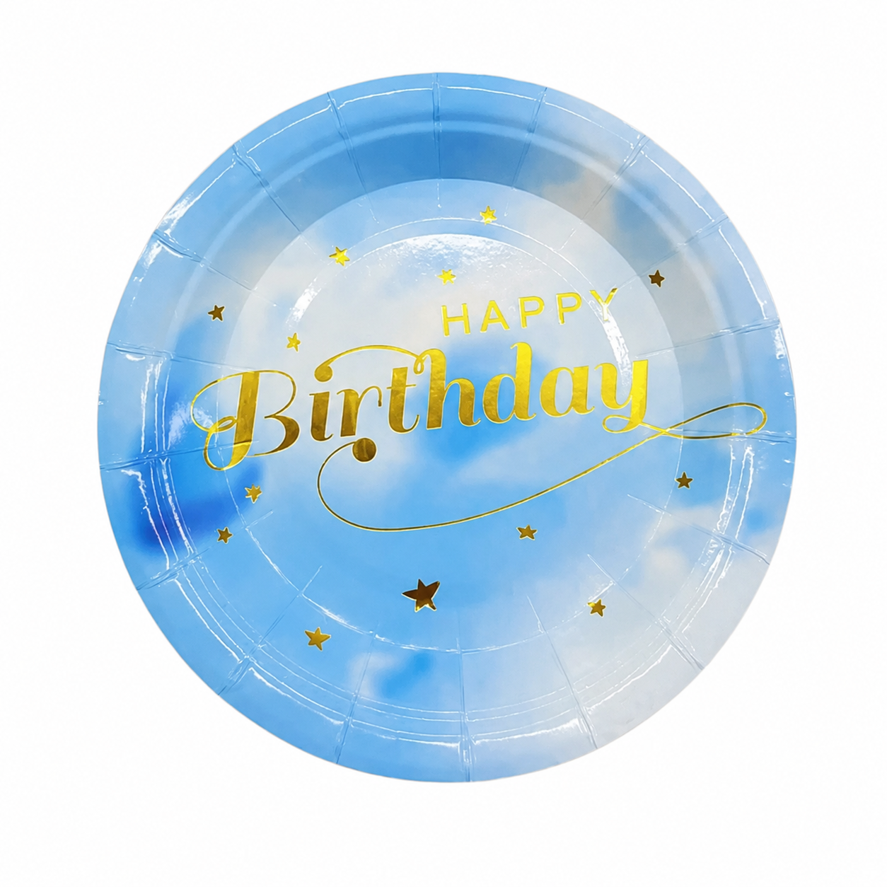 Happy Birthday Paper Plates – Gradient Blue 9 inches - 6 count