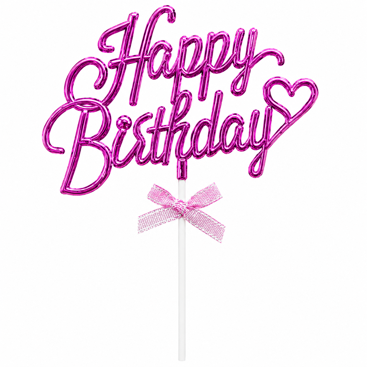 Cursive Happy Birthday Cake Topper Pink