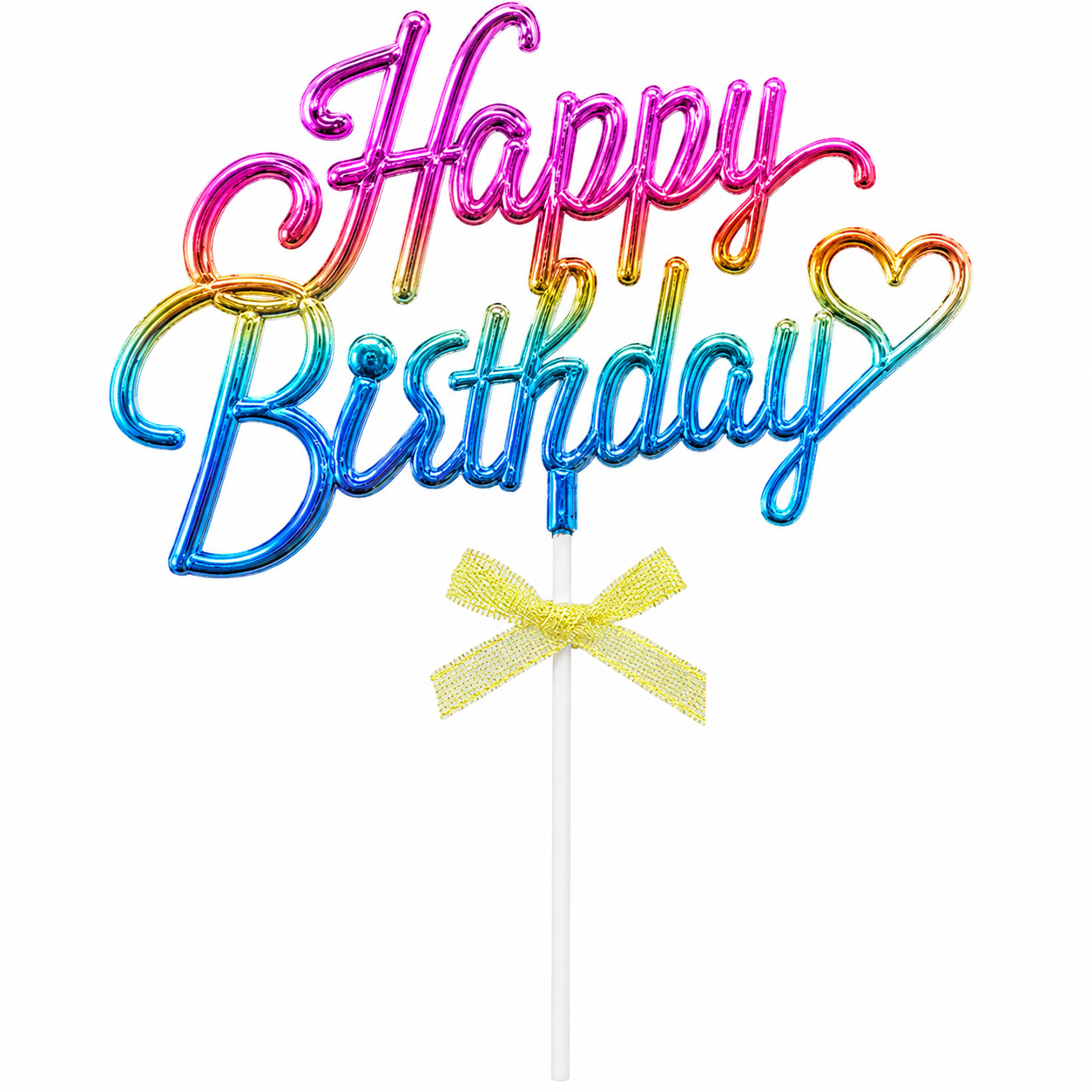 Cursive Happy Birthday Cake Topper Colorful