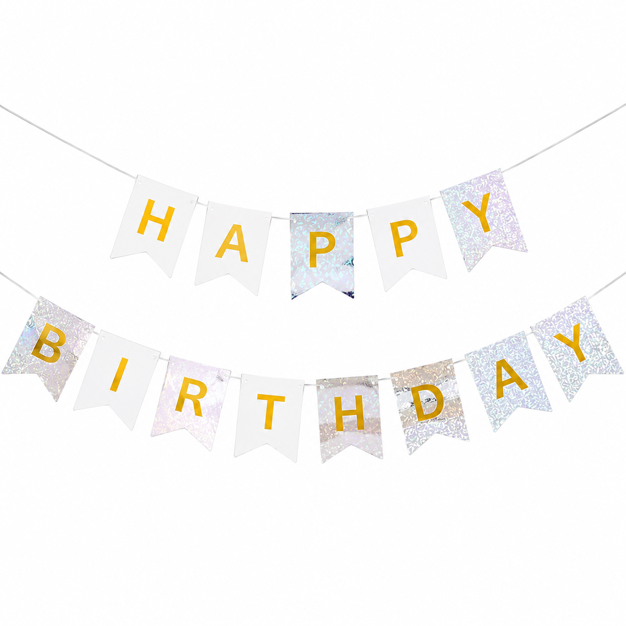 Happy Birthday Banner Prismatic Silver – Party Decorations