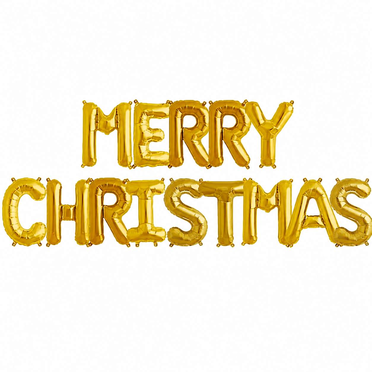 Merry Christmas Gold Letters - Balloon Banner - Air-Filled - NON FLYING / NO HELIUM