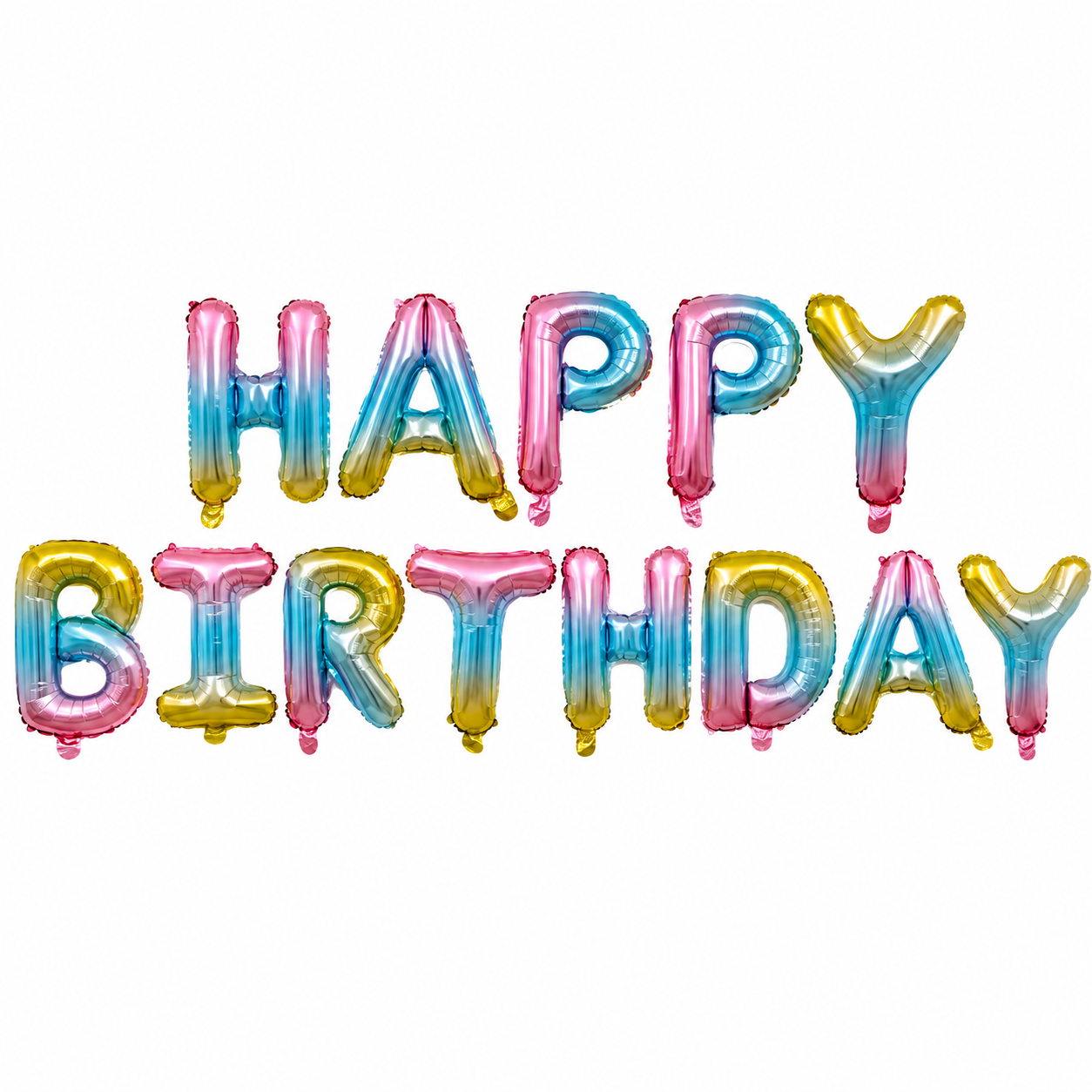 Rainbow Color Happy Birthday Foil Balloons Banner - Air-Filled - NON FLYING / NO HELIUM