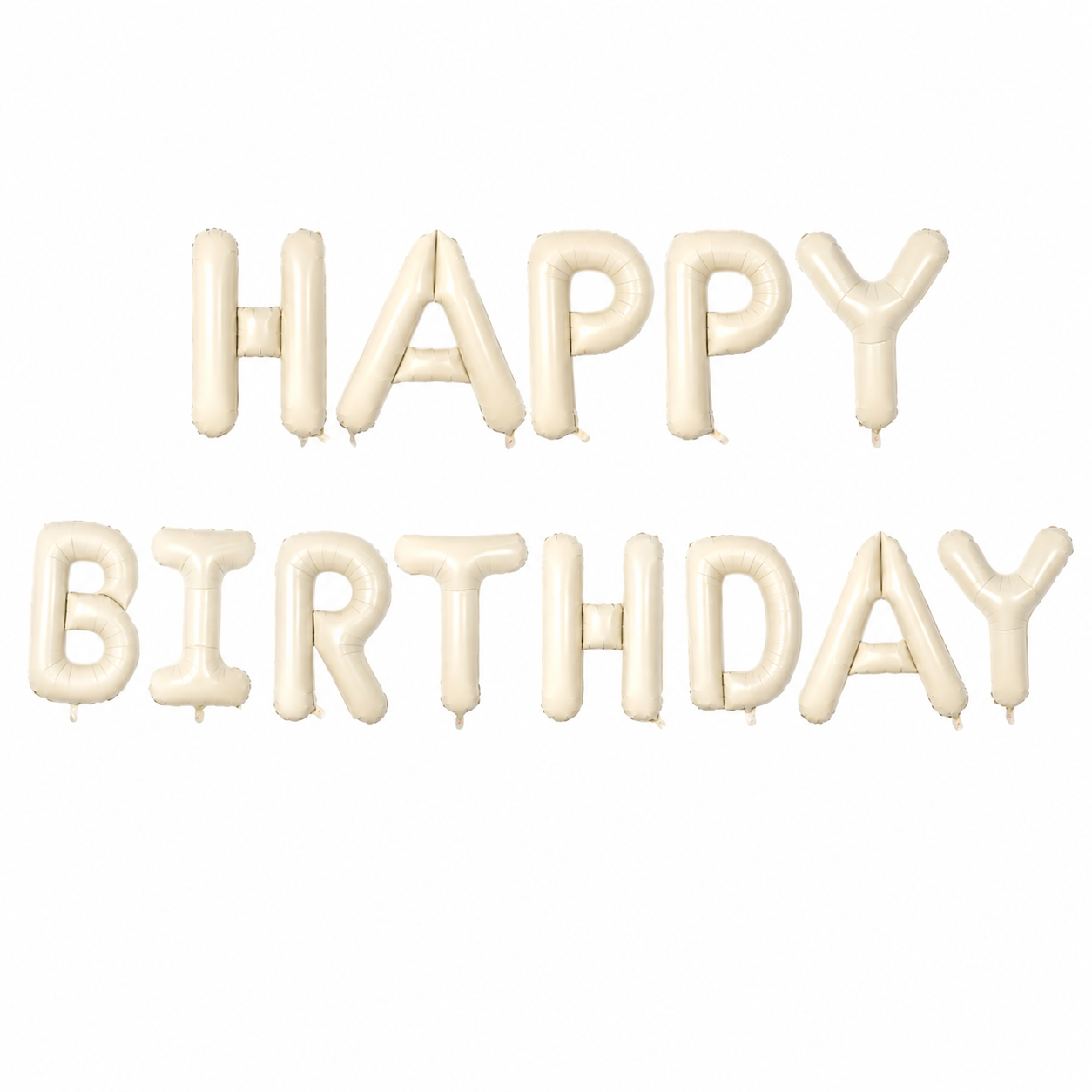 Happy Birthday Alphabet Foil Balloons Banner - Cream