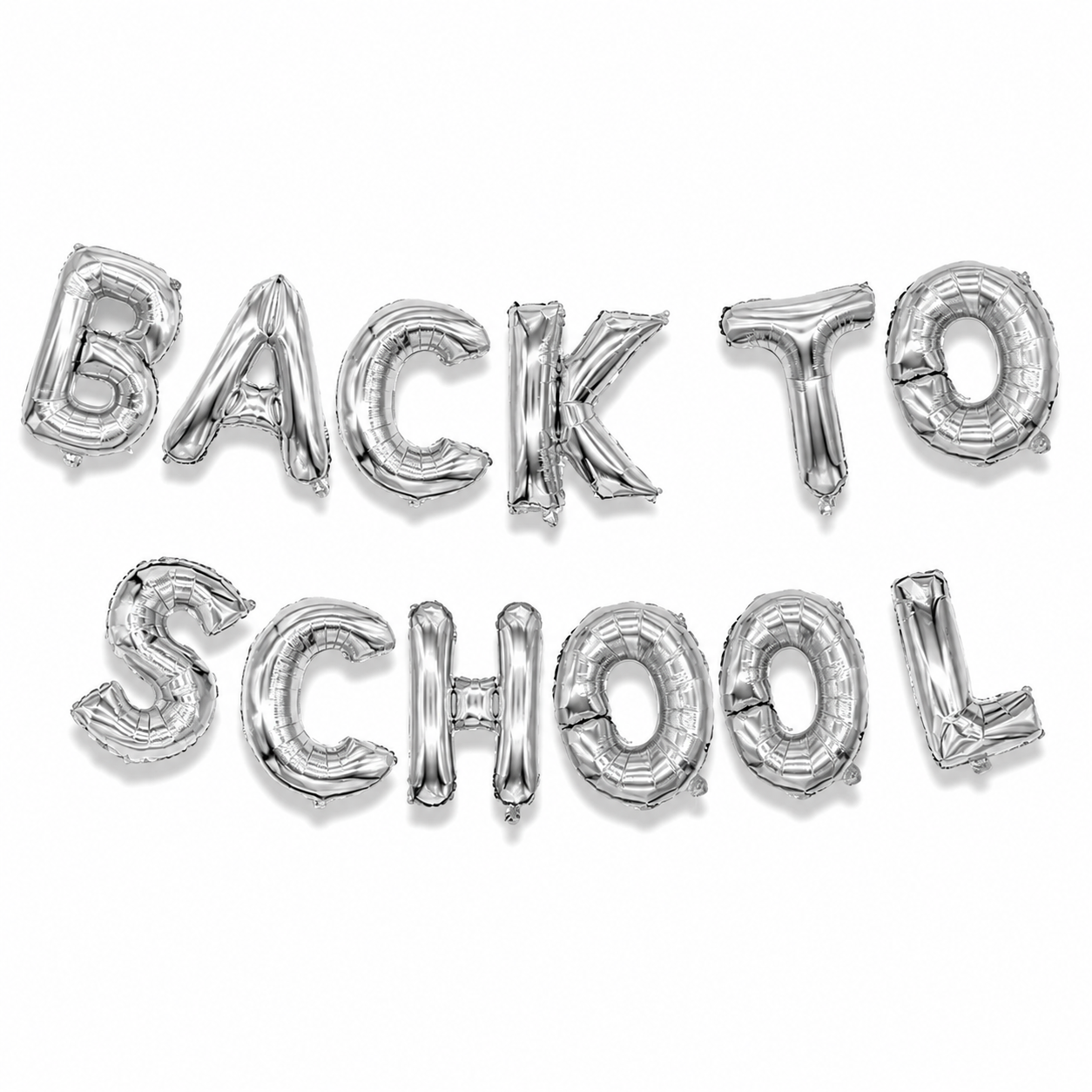 16" Back to School SILVER Alphabet Foil Balloons Banner NO HELIUM / NON FLYING