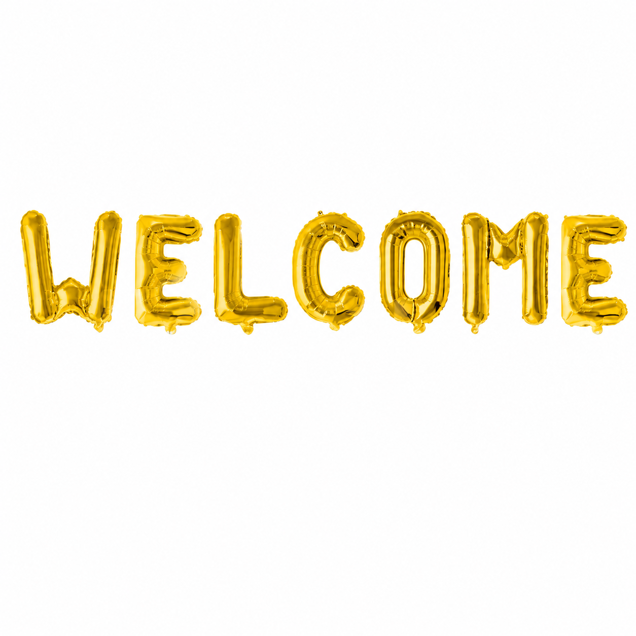 16" WELCOME Gold Alphabet Foil Balloons Banner - Air-Filled - NON FLYING / NO HELIUM