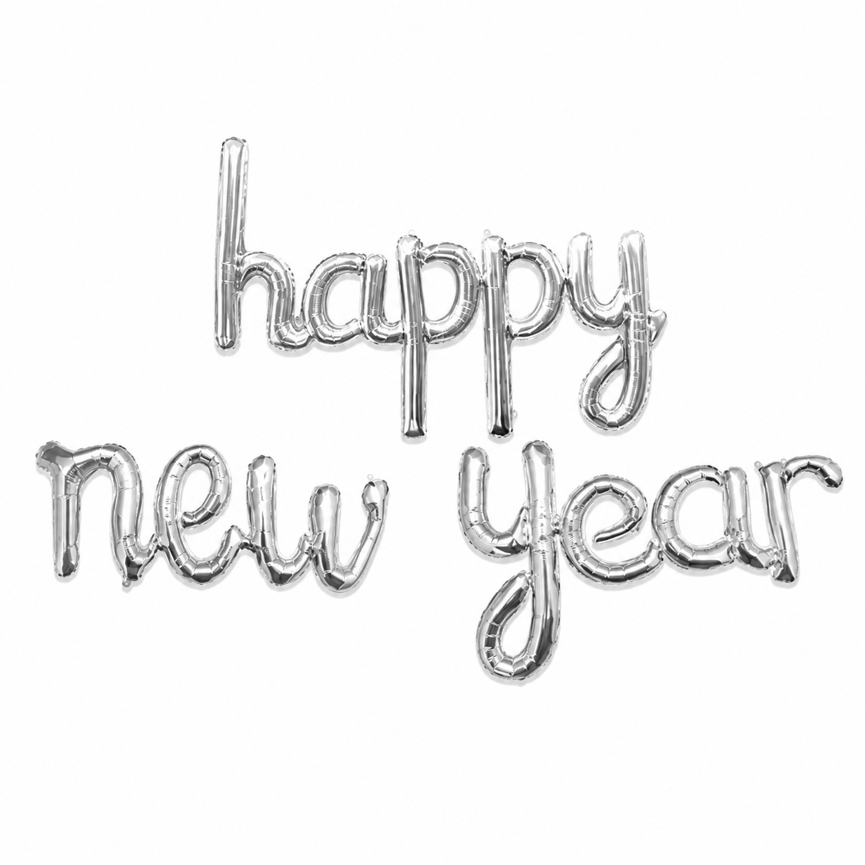 SMALL Script Happy New Year Silver Air-Filled Foil Balloon Banner Air-Filled - NON FLYING