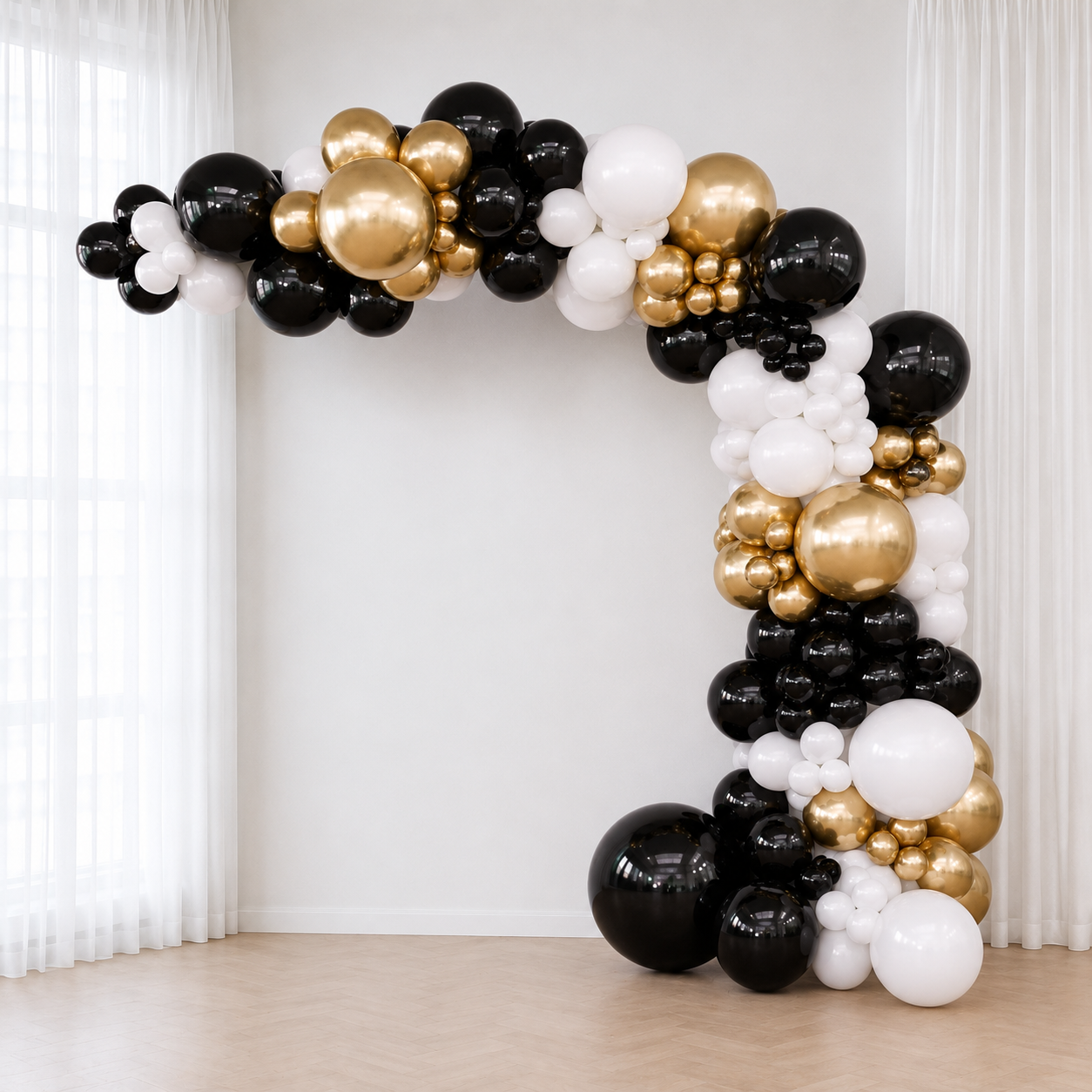 Black, White & Gold Balloon Garland