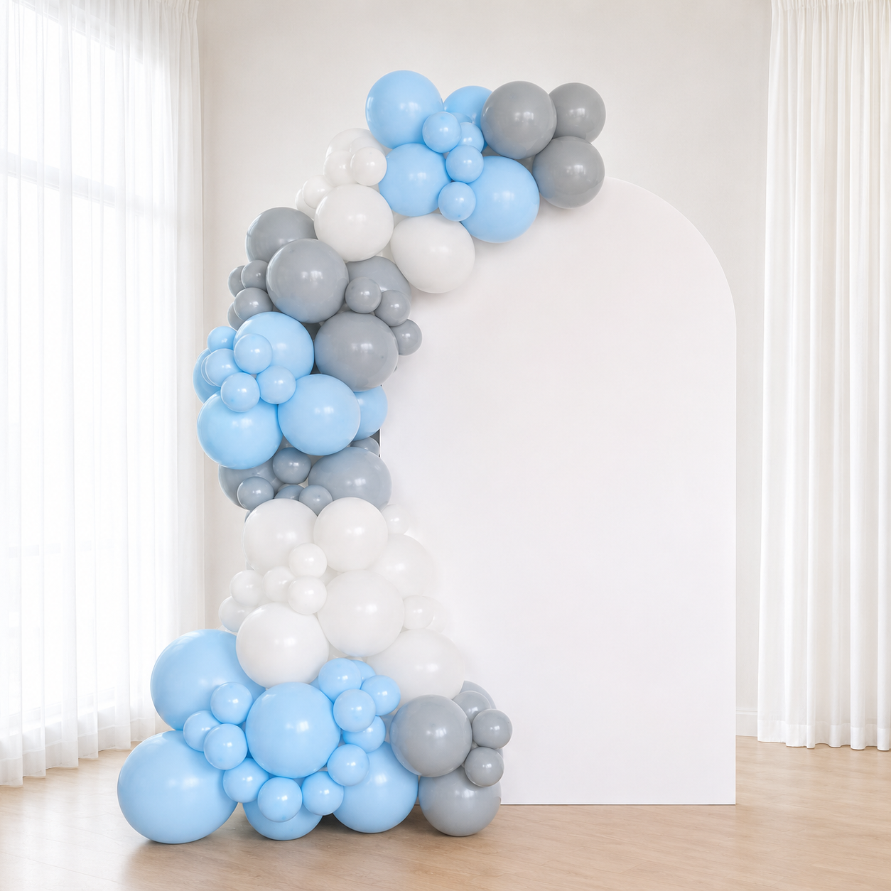 Blue &white Balloon Garland With Backdrop
