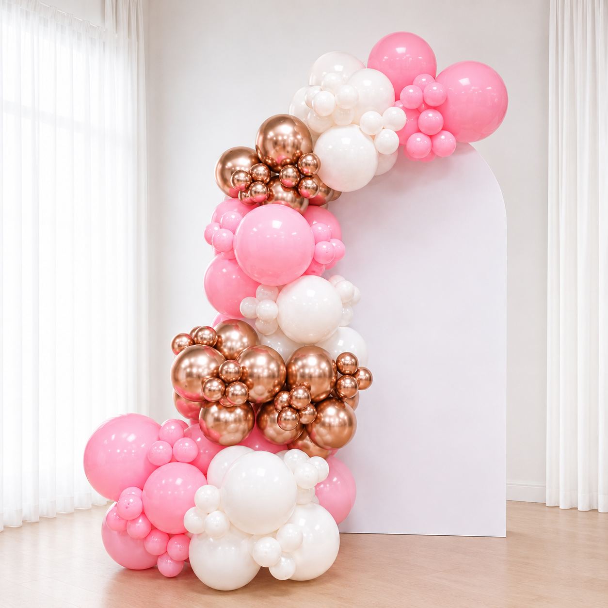 Rose Gold & Pink balloon garland With Backdrop