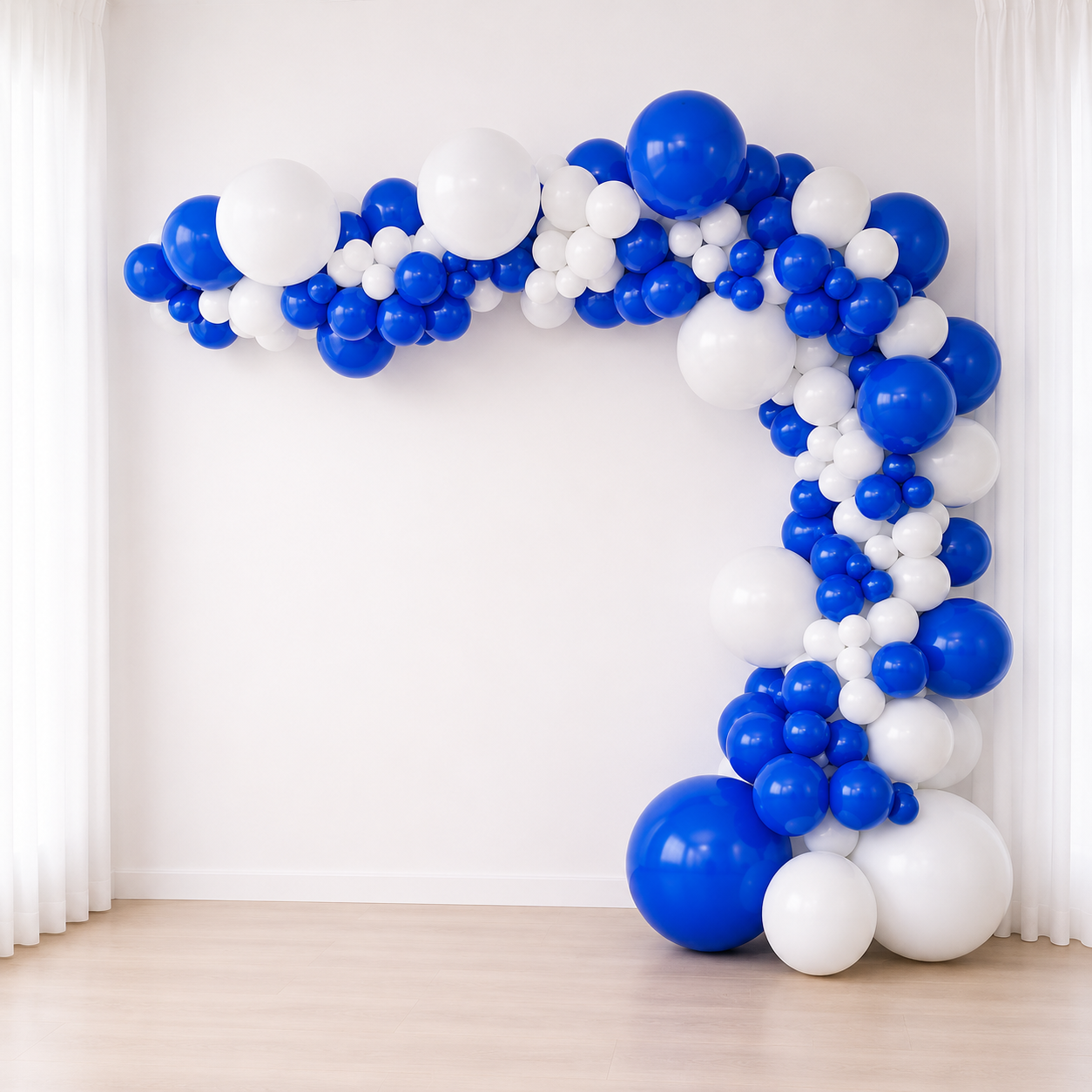 Blue & White Balloon Organic Arch for Entrance