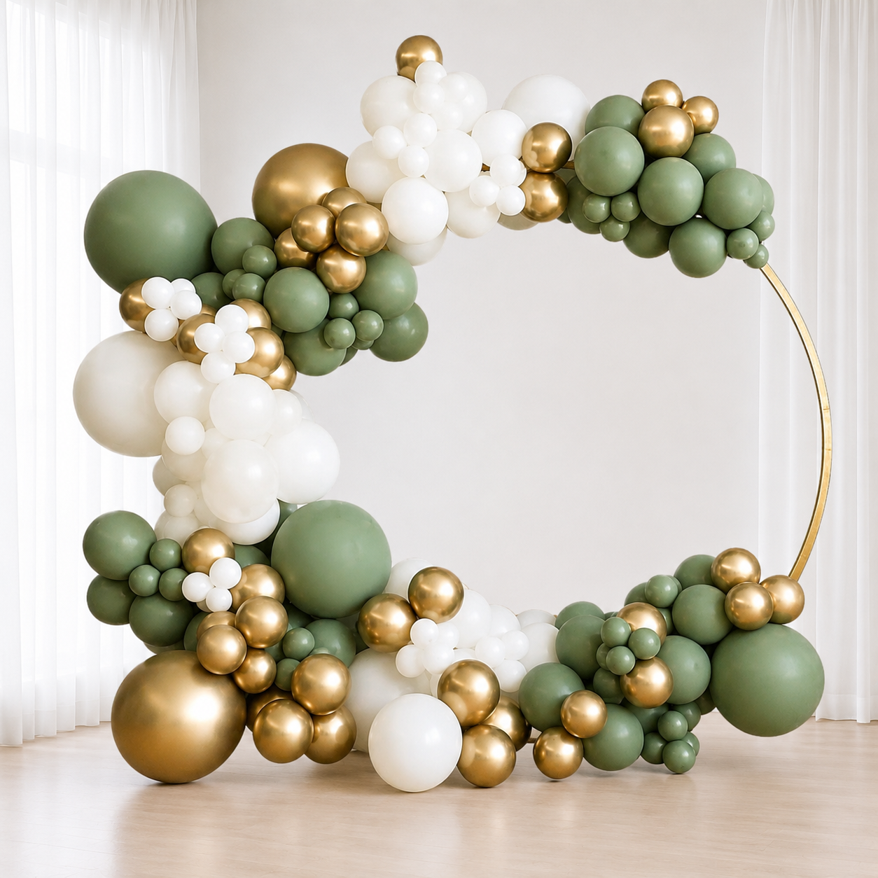 Eucalyptus Chrome Classic Organic Balloon Arch Arrangement
